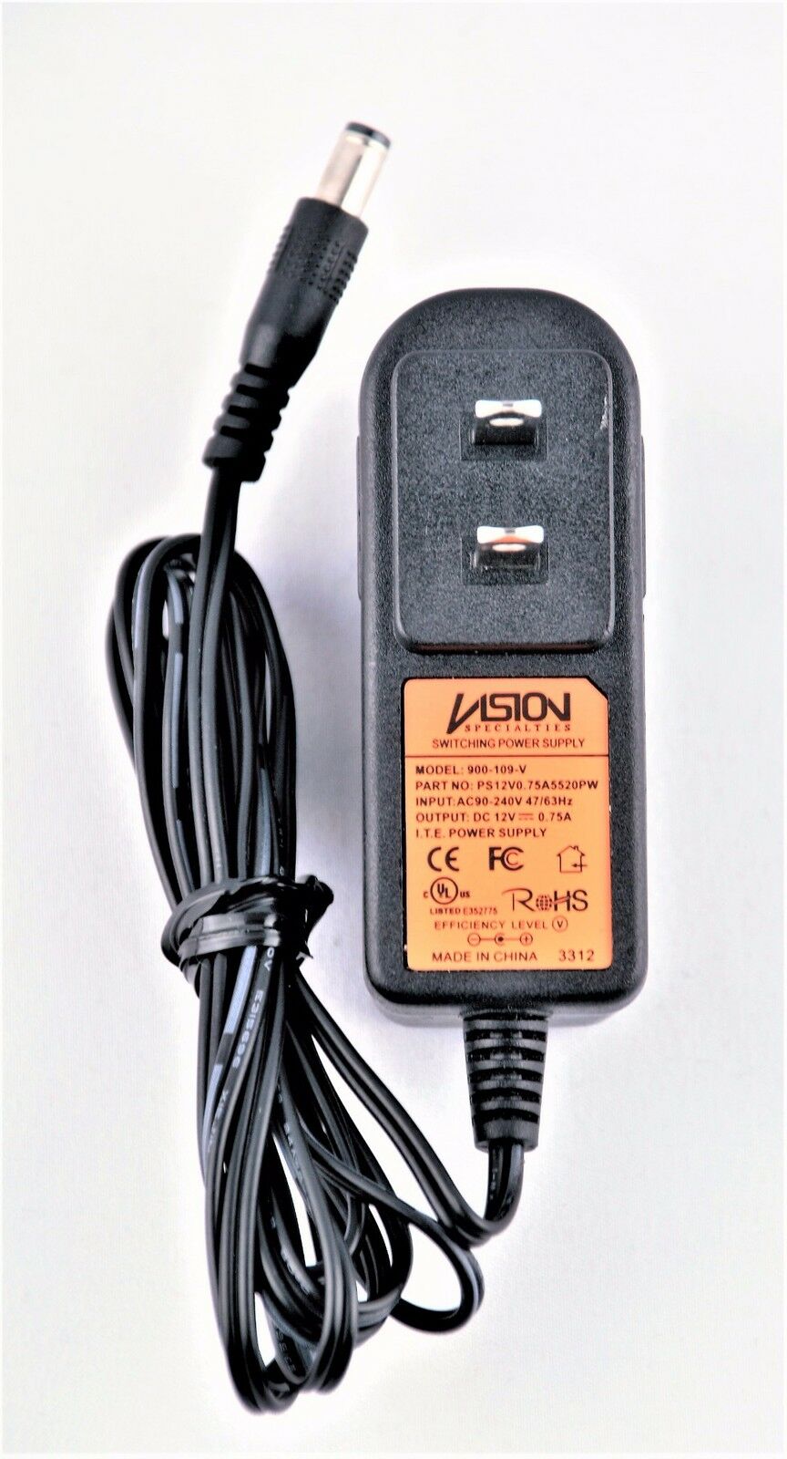 *Brand NEW* 12V 0.75A AC ADAPTER VISION 900-109-V PS12V0.75A5520PW POWER CHARGER